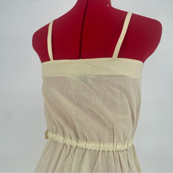Vintage Pastel Yellow Side Button Drawstring Waist Midi Sundress - Picture 7 of 11